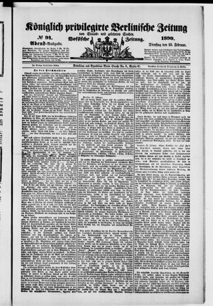 Königlich privilegirte Berlinische Zeitung von Staats- und gelehrten Sachen vom 25.02.1890