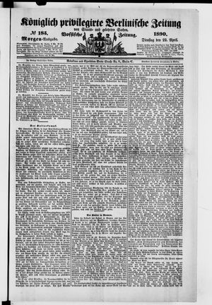 Königlich privilegirte Berlinische Zeitung von Staats- und gelehrten Sachen on Apr 22, 1890