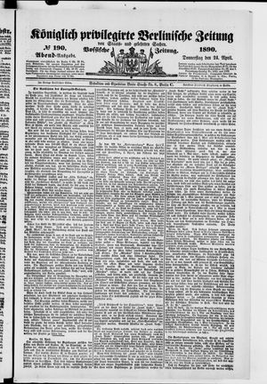 Königlich privilegirte Berlinische Zeitung von Staats- und gelehrten Sachen vom 24.04.1890