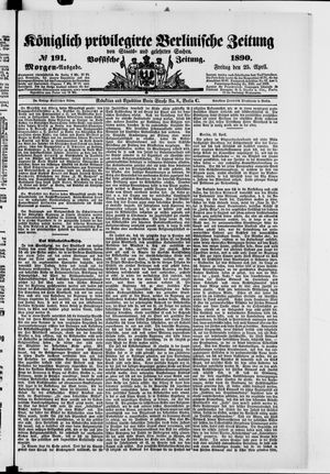 Königlich privilegirte Berlinische Zeitung von Staats- und gelehrten Sachen vom 25.04.1890