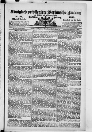 Königlich privilegirte Berlinische Zeitung von Staats- und gelehrten Sachen vom 26.04.1890