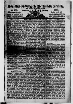 Königlich privilegirte Berlinische Zeitung von Staats- und gelehrten Sachen on Jul 1, 1890