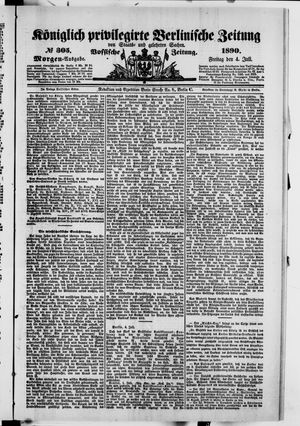 Königlich privilegirte Berlinische Zeitung von Staats- und gelehrten Sachen vom 04.07.1890