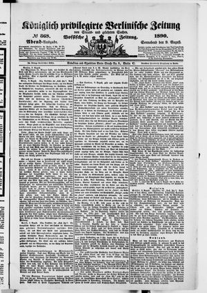 Königlich privilegirte Berlinische Zeitung von Staats- und gelehrten Sachen on Aug 9, 1890