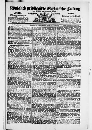 Königlich privilegirte Berlinische Zeitung von Staats- und gelehrten Sachen on Aug 14, 1890