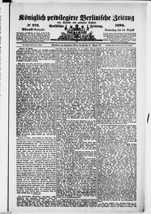 Königlich privilegirte Berlinische Zeitung von Staats- und gelehrten Sachen vom 14.08.1890