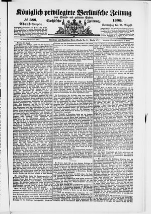 Königlich privilegirte Berlinische Zeitung von Staats- und gelehrten Sachen on Aug 21, 1890