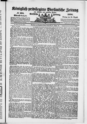 Königlich privilegirte Berlinische Zeitung von Staats- und gelehrten Sachen on Aug 25, 1890