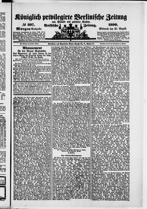 Königlich privilegirte Berlinische Zeitung von Staats- und gelehrten Sachen vom 27.08.1890