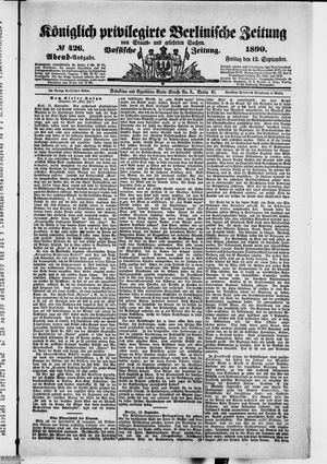 Königlich privilegirte Berlinische Zeitung von Staats- und gelehrten Sachen vom 12.09.1890