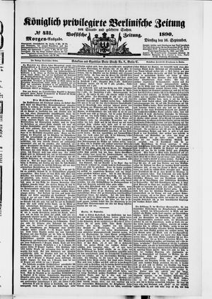 Königlich privilegirte Berlinische Zeitung von Staats- und gelehrten Sachen vom 16.09.1890