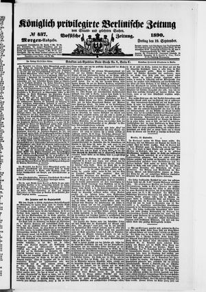 Königlich privilegirte Berlinische Zeitung von Staats- und gelehrten Sachen vom 19.09.1890