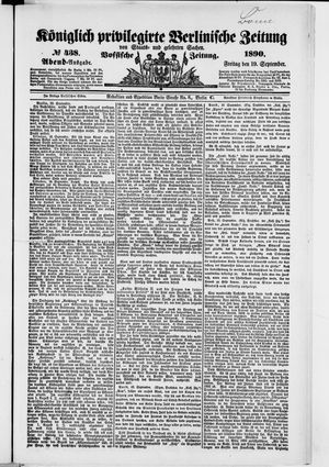 Königlich privilegirte Berlinische Zeitung von Staats- und gelehrten Sachen vom 19.09.1890