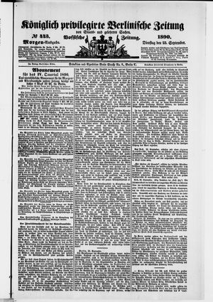 Königlich privilegirte Berlinische Zeitung von Staats- und gelehrten Sachen on Sep 23, 1890