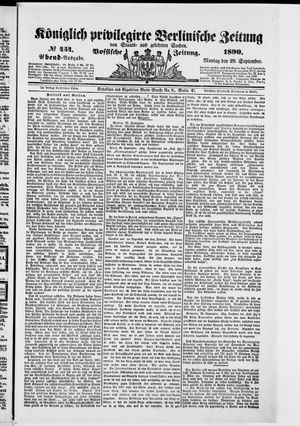 Königlich privilegirte Berlinische Zeitung von Staats- und gelehrten Sachen vom 29.09.1890