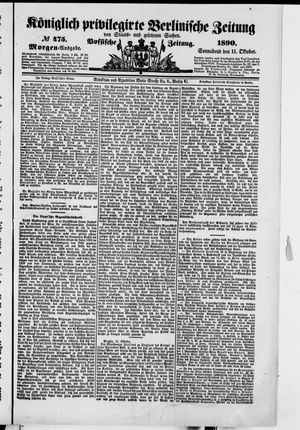 Königlich privilegirte Berlinische Zeitung von Staats- und gelehrten Sachen vom 11.10.1890