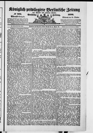 Königlich privilegirte Berlinische Zeitung von Staats- und gelehrten Sachen vom 15.10.1890