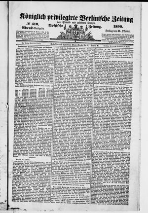 Königlich privilegirte Berlinische Zeitung von Staats- und gelehrten Sachen vom 31.10.1890