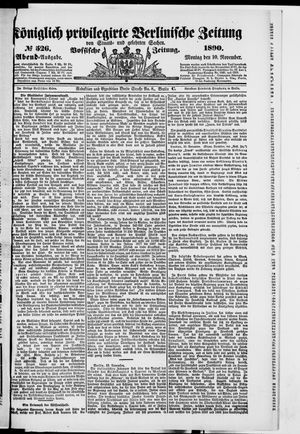 Königlich privilegirte Berlinische Zeitung von Staats- und gelehrten Sachen vom 10.11.1890