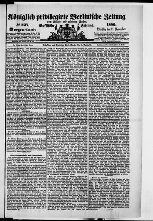 Königlich privilegirte Berlinische Zeitung von Staats- und gelehrten Sachen vom 11.11.1890