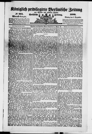Königlich privilegirte Berlinische Zeitung von Staats- und gelehrten Sachen vom 01.12.1890