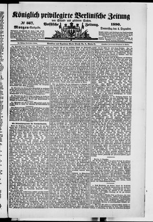 Königlich privilegirte Berlinische Zeitung von Staats- und gelehrten Sachen vom 04.12.1890