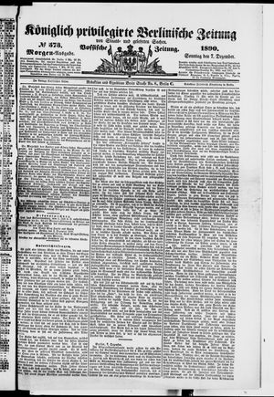 Königlich privilegirte Berlinische Zeitung von Staats- und gelehrten Sachen vom 07.12.1890