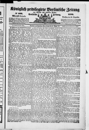 Königlich privilegirte Berlinische Zeitung von Staats- und gelehrten Sachen vom 30.12.1890