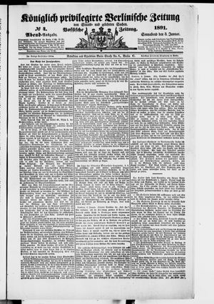 Königlich privilegirte Berlinische Zeitung von Staats- und gelehrten Sachen vom 03.01.1891