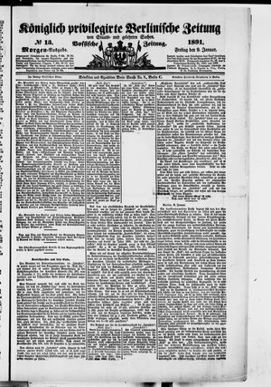 Königlich privilegirte Berlinische Zeitung von Staats- und gelehrten Sachen vom 09.01.1891