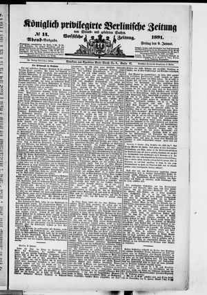 Königlich privilegirte Berlinische Zeitung von Staats- und gelehrten Sachen on Jan 9, 1891