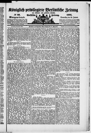Königlich privilegirte Berlinische Zeitung von Staats- und gelehrten Sachen on Jan 22, 1891