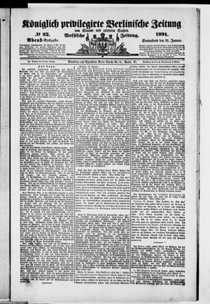Königlich privilegirte Berlinische Zeitung von Staats- und gelehrten Sachen vom 31.01.1891