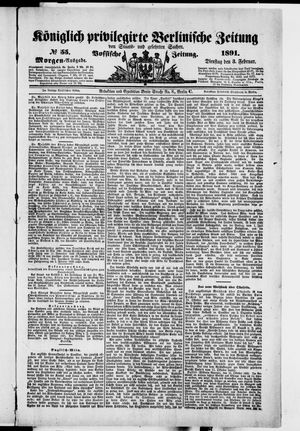 Königlich privilegirte Berlinische Zeitung von Staats- und gelehrten Sachen on Feb 3, 1891