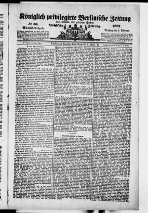 Königlich privilegirte Berlinische Zeitung von Staats- und gelehrten Sachen on Feb 3, 1891