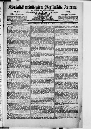 Königlich privilegirte Berlinische Zeitung von Staats- und gelehrten Sachen vom 09.02.1891
