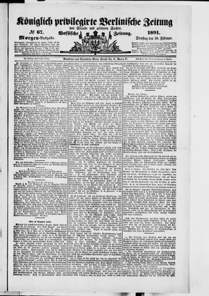 Königlich privilegirte Berlinische Zeitung von Staats- und gelehrten Sachen vom 10.02.1891