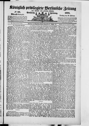 Königlich privilegirte Berlinische Zeitung von Staats- und gelehrten Sachen vom 10.02.1891