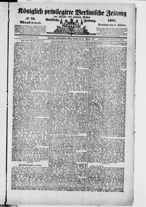 Königlich privilegirte Berlinische Zeitung von Staats- und gelehrten Sachen vom 14.02.1891