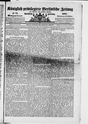 Königlich privilegirte Berlinische Zeitung von Staats- und gelehrten Sachen on Feb 15, 1891