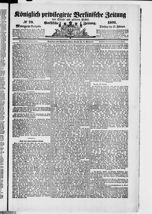 Königlich privilegirte Berlinische Zeitung von Staats- und gelehrten Sachen vom 17.02.1891