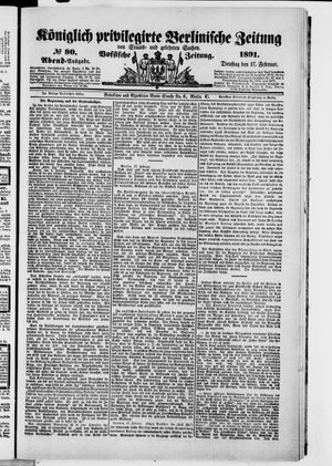 Königlich privilegirte Berlinische Zeitung von Staats- und gelehrten Sachen on Feb 17, 1891