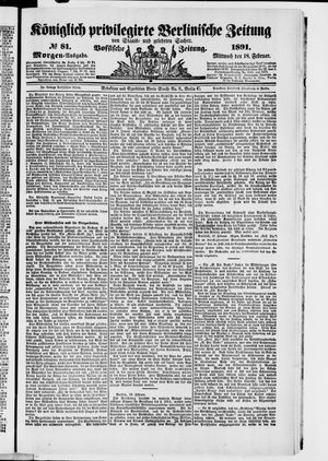 Königlich privilegirte Berlinische Zeitung von Staats- und gelehrten Sachen on Feb 18, 1891