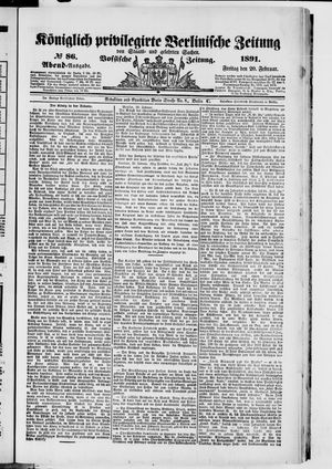 Königlich privilegirte Berlinische Zeitung von Staats- und gelehrten Sachen vom 20.02.1891
