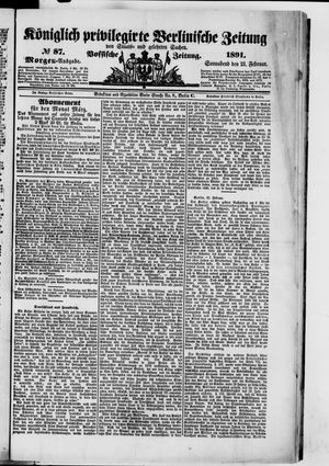 Königlich privilegirte Berlinische Zeitung von Staats- und gelehrten Sachen vom 21.02.1891