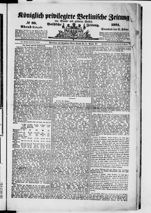 Königlich privilegirte Berlinische Zeitung von Staats- und gelehrten Sachen on Feb 21, 1891