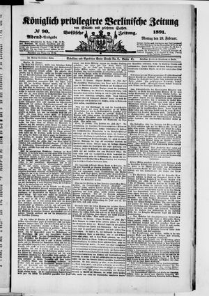 Königlich privilegirte Berlinische Zeitung von Staats- und gelehrten Sachen on Feb 23, 1891