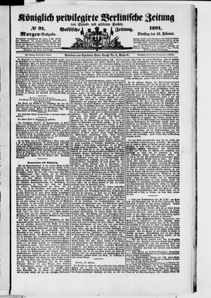 Königlich privilegirte Berlinische Zeitung von Staats- und gelehrten Sachen vom 24.02.1891