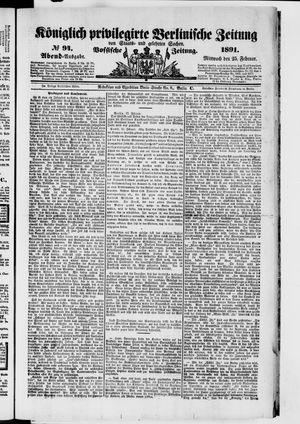 Königlich privilegirte Berlinische Zeitung von Staats- und gelehrten Sachen vom 25.02.1891