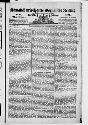 Königlich privilegirte Berlinische Zeitung von Staats- und gelehrten Sachen on Feb 26, 1891